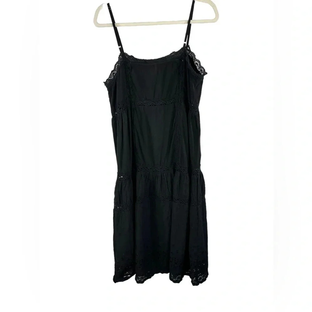 Free People 100% Cotton Black This is‎ It Slip Midi Dress size Medium Whimsigoth - Picture 3 of 10